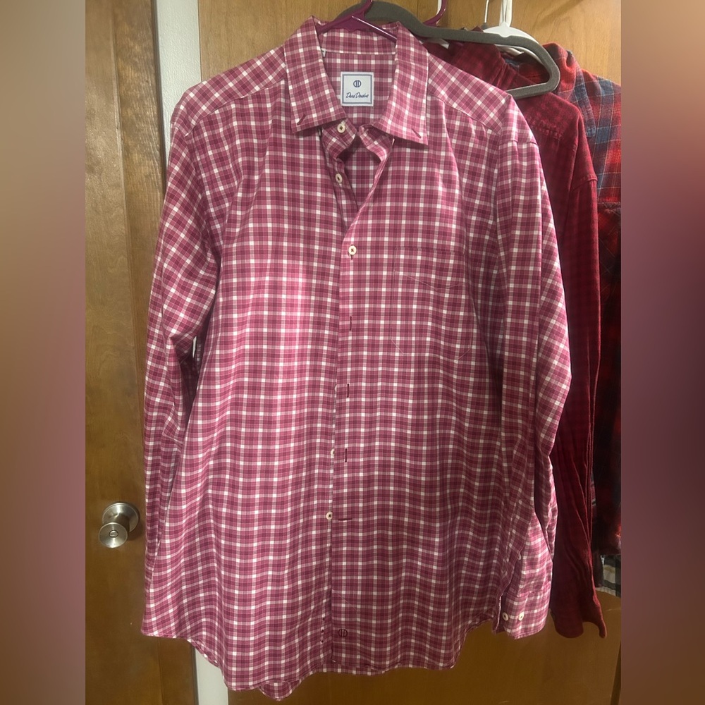 David Donahue Check Button Down XL EUC
